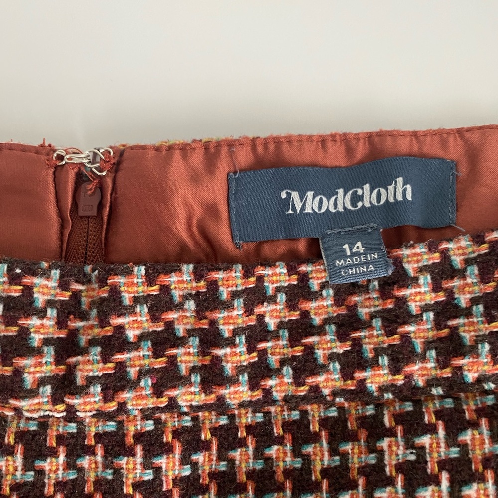 Modcloth Informed Ensemble Tweed Houndstooth Skirt Size 10